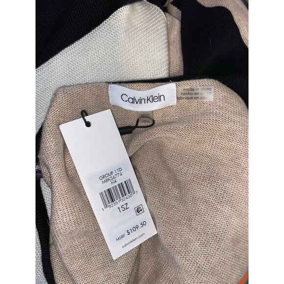 NWT $109.50 Calvin Klein Nude White Black Gold Hardware 1 size Fits Most Poncho - Picture 10 of 12